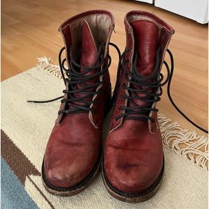Freebird red leather combat boots